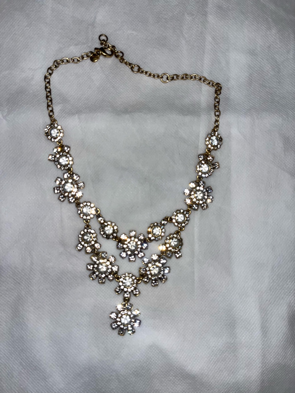 J. Crew Gold Floral Crystal Statement Necklace